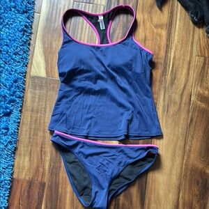 Women's Victoria's Secret Women's Padded Tankini Swimsuit Navy and Pink